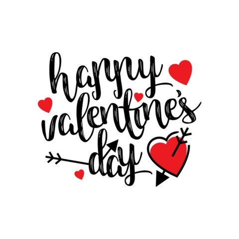 Happy Valentines Day Whimsical Hearts Typography. Vector art ill