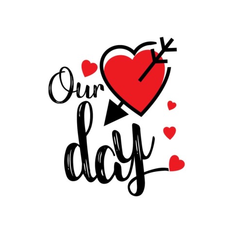 Our Love Day. A Whimsical Celebration of Us. Vector art illustra