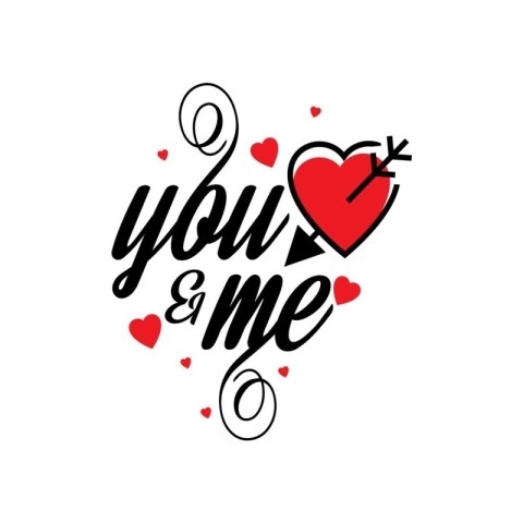 You & Me Love. A Heartfelt Connection in Design. Vector art illu