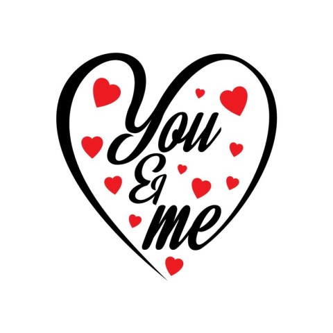 You & Me Heart. Anistic Depiction of Forever Love. Vector art il