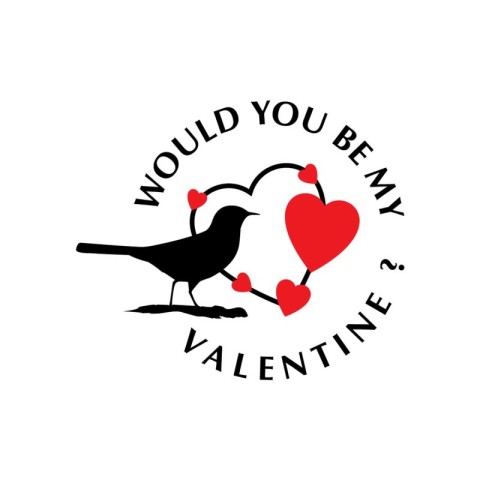 Would You Be My Valentines Birds. Whimsical Love in Flight. Vect