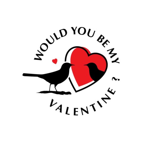 Would You Be My Valentines Birds.istic Feathers of Love. Vector