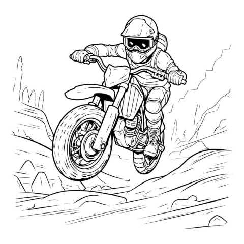 Vector illustration of a motocross rider on the race track.