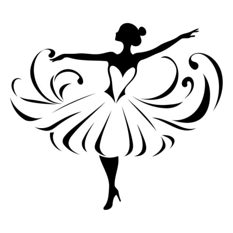 Ballet ballerina silhouette on white background. Vector illustra