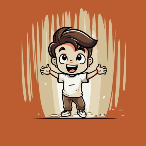 Cute little boy cartoon character vector illustration. Happy kid