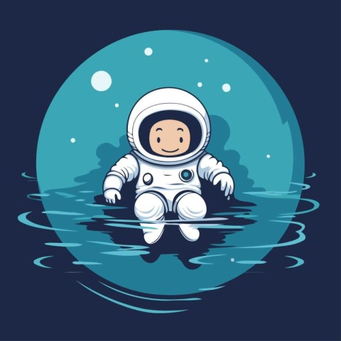 astronaut floating in the water. vector illustration. eps10