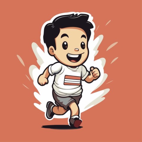 Running boy cartoon character. Vector illustration of a boy runn