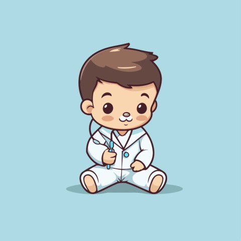 Karate boy cartoon kawaii character design. Vector illustration.