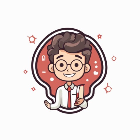 Vector illustration of male character in glasses. Cute cartoon s