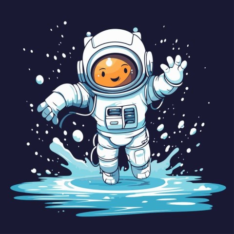 astronaut in the water. vector illustration. eps10