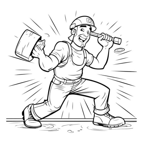 Cartoon illustration of a handyman with a sledgehammer.