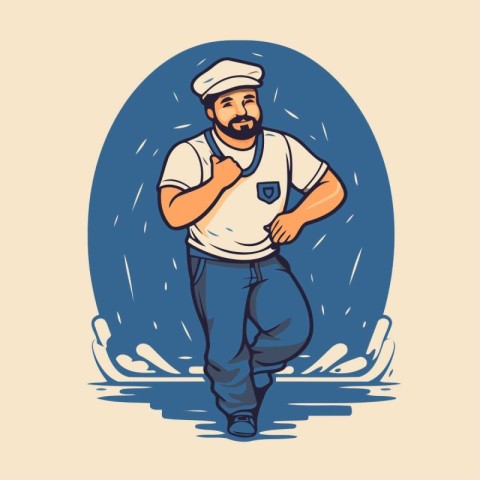 Vector illustration of a chef with a mustache in uniform and hat