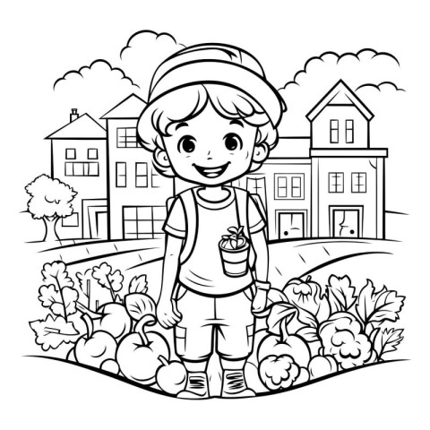 Boy cartoon with vegetables design. Vegetable organic food healt