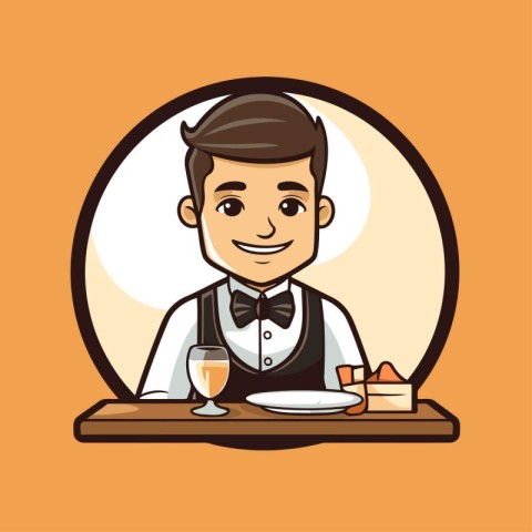 waiter design over orange background vector illustration eps10 g