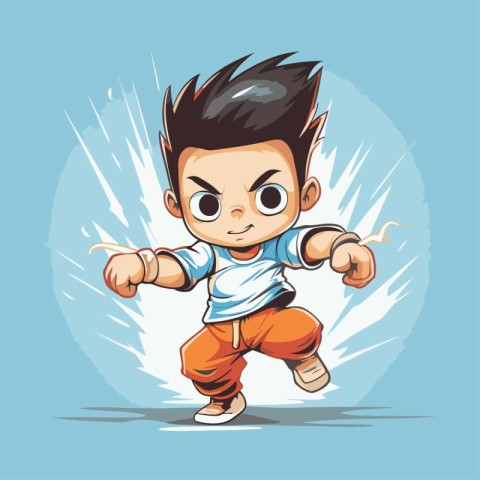 Cute little boy cartoon character. Vector illustration for your