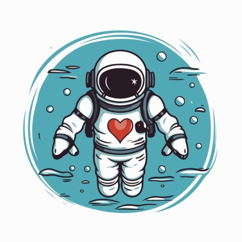 Astronaut with heart in his hand. Vector illustration for your d