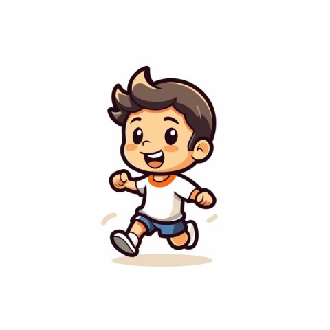 Cute Boy Running Cartoon Mascot Character Design Vector Illustra