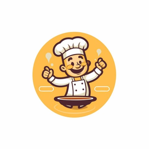 Chef cooking logo design template. Vector illustration of a cart