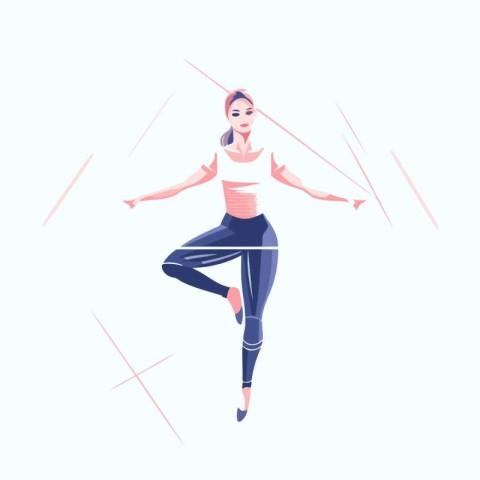 Beautiful young woman dancing hip-hop. Vector illustration in a