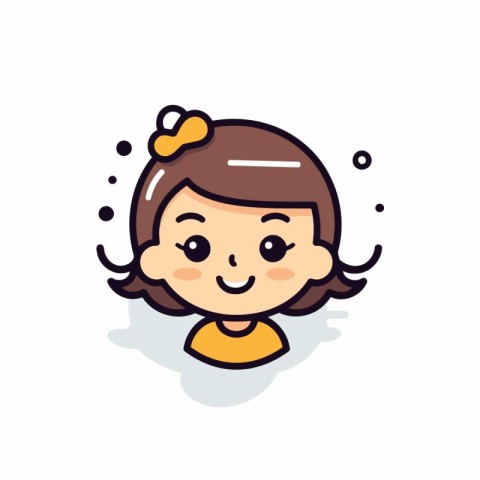 Cute girl face. Vector illustration. Isolated on white backgroun