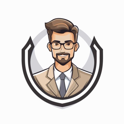 Hipster man in a coat with glasses. Vector illustration.