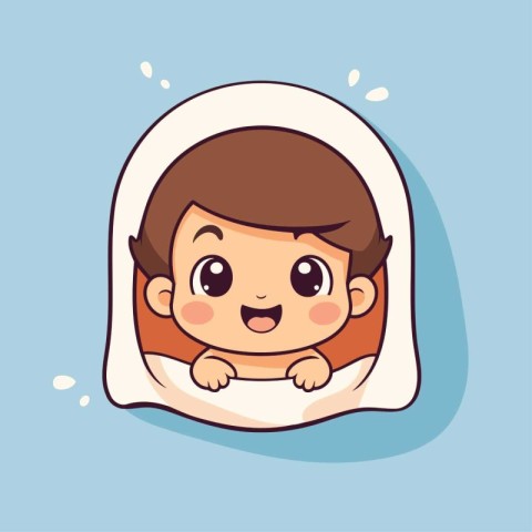 Cute little baby girl in the astronaut costume. Vector illustrat