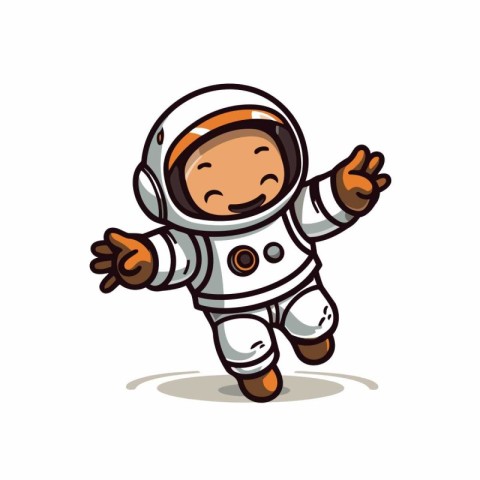 Cute astronaut cartoon character. Vector illustration on a white