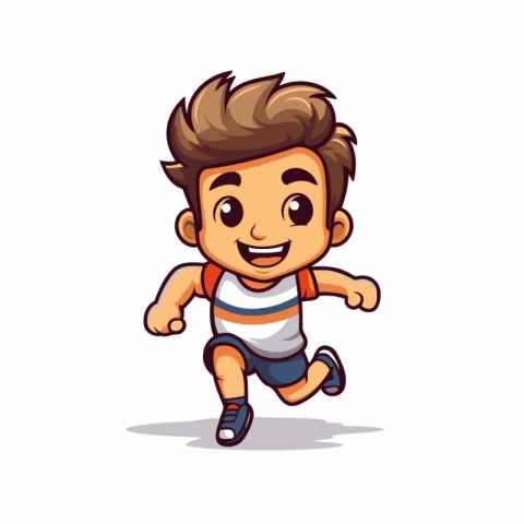 Vector illustration of a boy running. Isolated on white backgrou