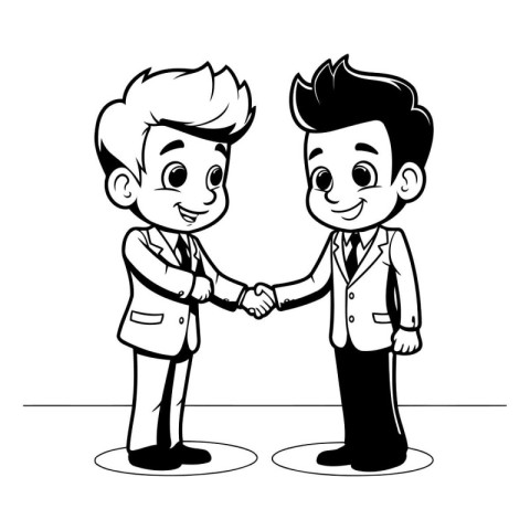 Handshake of business partners. Black and white vector illustrat