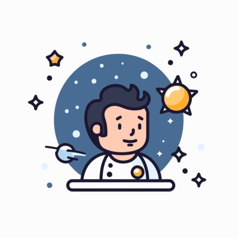 Astronaut in outer space. Vector illustration in flat style.