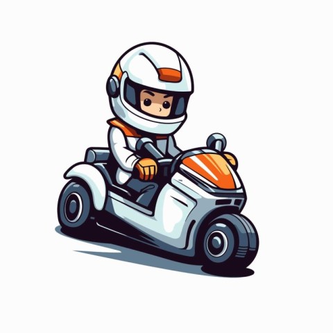 Cartoon karting boy riding a race car. Vector illustration