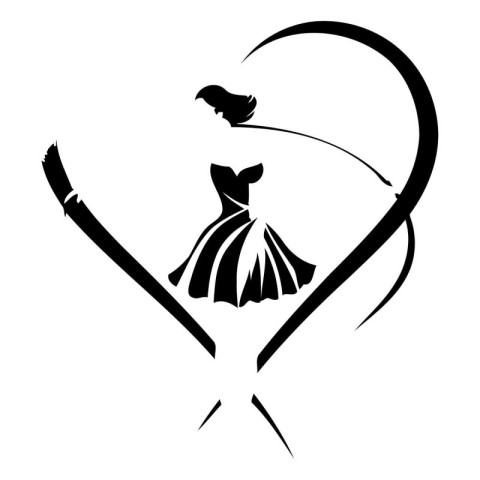 Silhouette of a ballerina in a dress on a white background