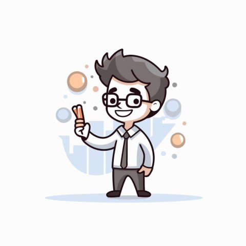 Businessman Showing Charts - Vector Cartoon Character Illustrati