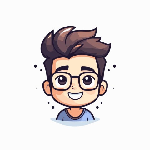 Cute cartoon boy with glasses. Vector illustration isolated on w