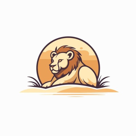 Lion logo template. Vector illustration of a wild animal mascot.