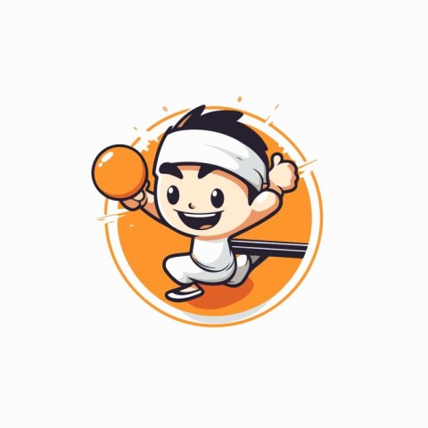 Cricket player vector logo design template. Cheerful cartoon cha