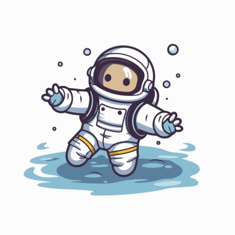 Astronaut in the water. Vector illustration on white background.