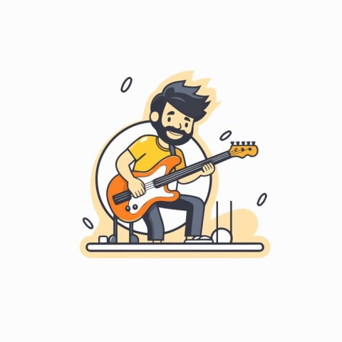 Man playing guitar. sketch for your design. Vector illustration