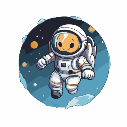 Astronaut in outer space. Vector illustration on white backgroun