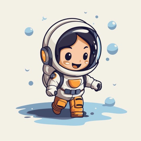 Cute cartoon astronaut with space suit. Vector illustration of a