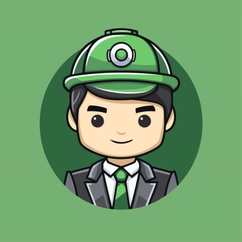 Engineer Man Face Mascot Character Vector Illustration Design.