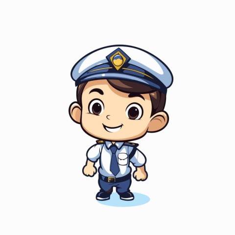 Cute Little Policeman Cartoon Mascot Character Vector Illustrati