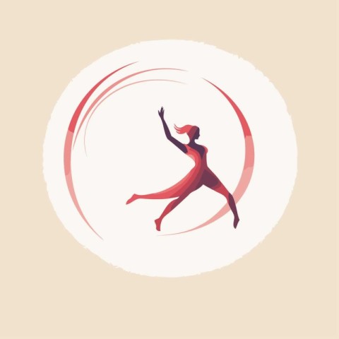 Vector illustration of a woman jumping. Silhouette of a girl.