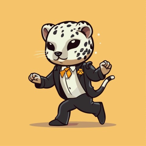 Cute leopard in a suit and bow tie. Vector illustration