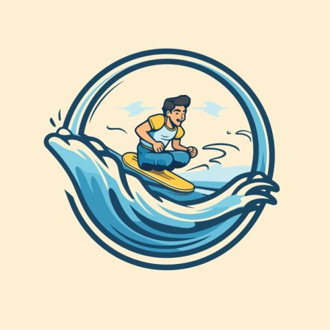 Surfer icon. Vector illustration of a man surfing on a wave.