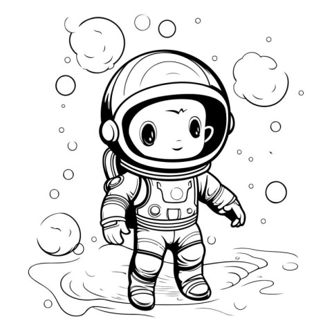 Cute cartoon astronaut in space suit. Vector illustration for co