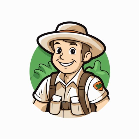 Vector illustration of a farmer with hat and suspenders in carto