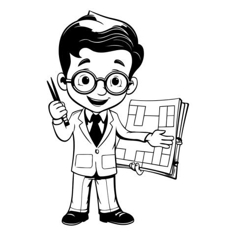 Teacher cartoon with black and white color. vector illustration