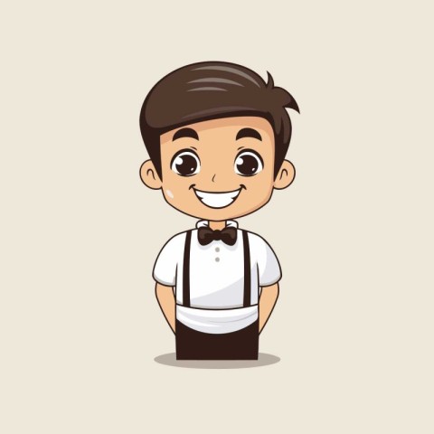 cute waiter with uniform isolated icon design. vector illustrati