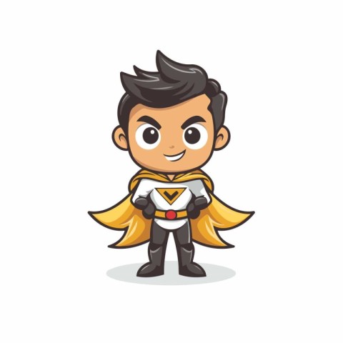 Superhero Boy Cartoon Mascot Character Design Vector Illustratio